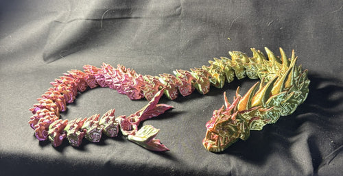 26" Articulated Dragon Figurine — Rose Gold to Olive Gradient