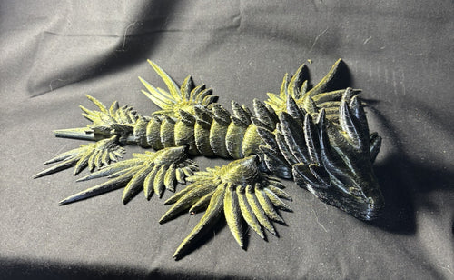 11" Articulated Spike Dragon — Obsidian & Acid Green