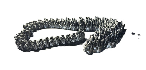 22" Articulated Stone Dragon — Brushed Pewter