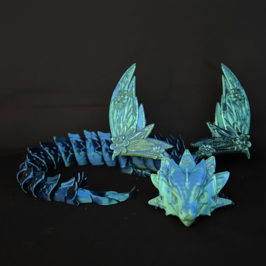 Floral Empress Dragon – atmospheric moonlit cavern background