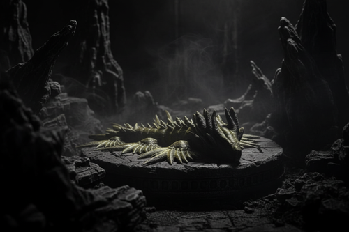 11 inch spike dragon figurine on dark fantasy background